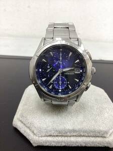 WIRED 　CHRONOGRAPH　７T92-0GB0　581364　シルバー　腕時計 　重量感　文字盤紺色ｘブルー　♯15892