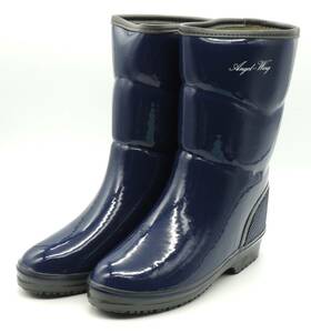  made in Japan put on footwear ........ Sanyo rubber light weight . slide protection against cold lady's rain boots boots L cent 02 navy 22.5cm