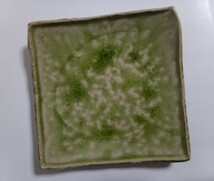 角皿 2枚 銘々皿 和食器 緑系 約15.5センチ角 グリーン 菓子皿_画像3