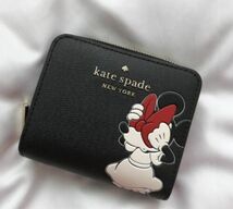 新品 Kate spade ケイトスペード DISNEY ディズニー ミニー K9326 2つ折り財布 ウォレット wallet ラウンドジップ ラウンドファスナー 黒_画像1