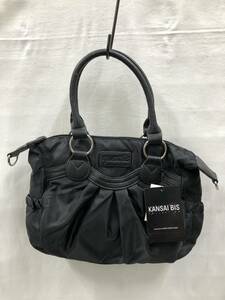 KANSAI BIS 2way handbag shoulder bag nylon × leather black Yamamoto ..22091502