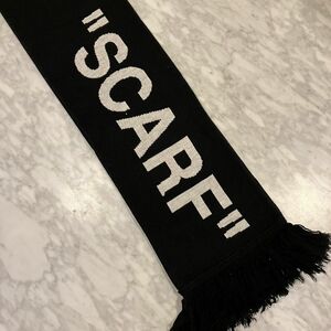 オフホワイト Off-WHITE QUOTE SCARF ヴァージルアブロー ニットマフラー フリンジ ロゴ イタリア製 超美品