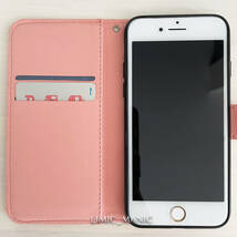訳あり iPhone 7 8 SE (第2世代/第3世代) SE2 SE3 ケース スマホ 手帳型 カードケース ピンク pink エスニック風 曼荼羅模様 アイフォン_画像2