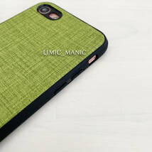 iPhone 7 8 SE (第2世代/第3世代) SE2 SE3 ケース スマホ 背面取り付け型 デニム風 軽量 グリーン 緑 緑色 アイフォン_画像5