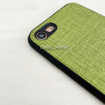 iPhone 7 8 SE (第2世代/第3世代) SE2 SE3 ケース スマホ 背面取り付け型 デニム風 軽量 グリーン 緑 緑色 アイフォン_画像3