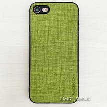 iPhone 7 8 SE (第2世代/第3世代) SE2 SE3 ケース スマホ 背面取り付け型 デニム風 軽量 グリーン 緑 緑色 アイフォン_画像1