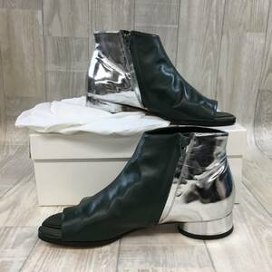 NZ679●箱付き Maison Margiela TABI ブーツ サンダル●37●グリーン/シルバー 足袋 たび オープントゥ メゾンマルジェラ