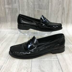 NZH694●COLEHAAN エナメル ローファー●6 1/2●ブラック コールハーン シューズ