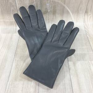 NZ722*DENTS rabbit fur leather glove *7 1/2* gray tentsu gloves 