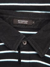 EZ1095●BURBERRY BLACK LABEL ボーダーポロシャツ●2●黒 白 水色 日本製_画像4