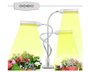 【送料無料】２台セット！！ ３灯クリップ式 植物育成ライト LED フルスペクトル 使用僅少 室内栽培ランプ 多肉植物・サボテン・観葉植物