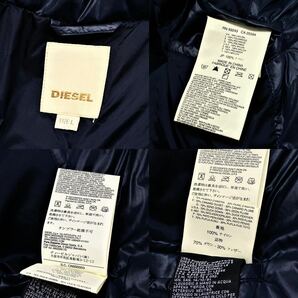 極美品 定4.5万 極暖! DIESEL ディーゼル WEROXIM JACKET メタルプレート フード シャイニー バイカー ダウンジャケット L 紺黄 ライダースの画像9
