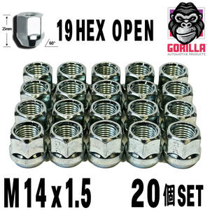 送料無料 M14x1.5【20個セット】貫通ナット 19HEX 19ミリ ホイールナット 07-21yトヨタ タンドラ セコイア ランクル200系 JLラングラー