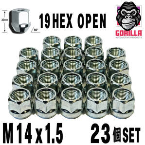 送料無料 M14x1.5【23個セット】貫通ナット 19HEX 19ミリ ホイールナット 18y- ジープ JLラングラー 背面タイヤ付 JL オープンナット