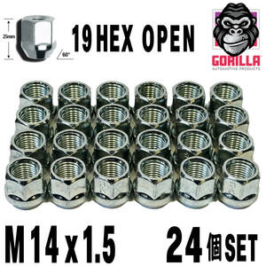 送料無料 M14x1.5【24個セット】貫通ナット 19HEX 19ミリ ホイールナット GMC ユーコン ユーコンXL デナリ シエラ DENALI オープンナット