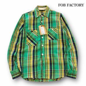【FOB FACTORY】(F3243) エフオービーファクトリー フランネルワークシャツ ガチャポケット 山ポケット ネルシャツ 長袖 タグ付き未使用 