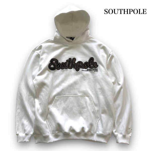 【SOUTHPOLE】サウスポール スウェットパーカー 刺繍ロゴ オーバーサイズ プルオーバー フーディー ビッグシルエット バッグ刺繍 (XL)