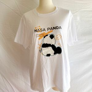 新品タグなし　パンダちゃんプリント半袖コットンTシャツ　ホワイト　M