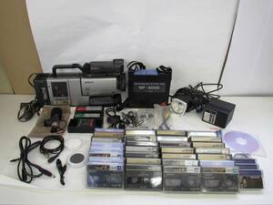 H254　SONY　ビデオカメラ　Video8　PRO　CCD-V100　ビデオ機器　まとめ　テープ　バッテリー　ライト　他