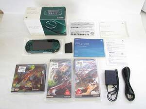 T873　美品　PSP　プレイステーション・ポータブル スピリティッド・グリーン PSP-3000SG モンスターハンターポータブル　ソフト　