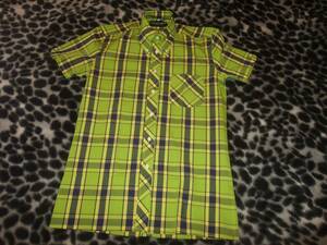 I.V. Frazier Clothing BDシャツLime Plaid Cotton Button Down Shirt, Short Sleeve 　SKINS　MODS