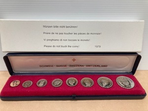 3733* 1979年 SWISS スイス フラン プルーフセット 貨幣セット 8種 記念硬貨 コイン ケース付 未使用品
