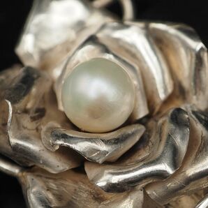 M037 真珠 パール STERLING SILVER刻印 ペンダント ネックレス フラワー デザイン シルバー 6月誕生石の画像7