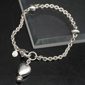 Y588 1円 ティファニー 925 ITALY刻印 ハートモチーフ シルバー チェーン ブレスレット Tiffany&Co