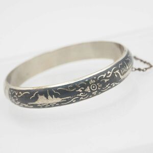 M364 Vintage THAILAND stamp bangle design silver 