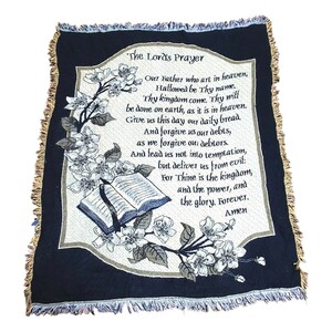 Винтажный лаг, одеяло мульти -ковер, Библия, Господь молитва, цветок, один стих 385