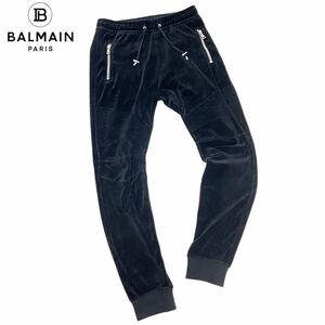 国内正規品 BALMAIN バルマン SH15691J119 ベロア ベルベット バイカー pants イージーパンツ M ブラック メンズ