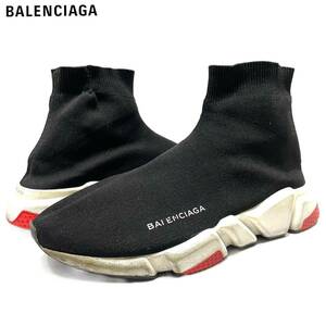 正規品 Balenciaga バレンシアガ SPEED TRAINER Black Red ハイカット リブニット スニーカー スピード トレーナー シューズ ブラック