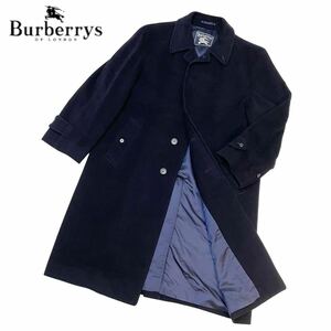 正規品 Burberrys バーバリーズ Vintage カシミヤ混 30% ステンカラー ロング コート ドレス coat ネイビー系 メンズ サイズ96 180