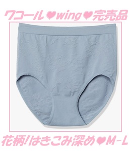 ワコール*Wing*デイリーショーツ*上品*花柄*はきこめ丈*ふかめM～L*Lサイズ*よく伸びる*水色*グレー*EC3900*ターコイズ*L*M*新品*タグ付き