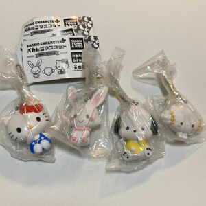 サンリオキャラクターズ　ぺたんこマスコット　team ほわいと　こぎみゅん　ポチャッコ　ウィッシュミメール　ハローキティ　