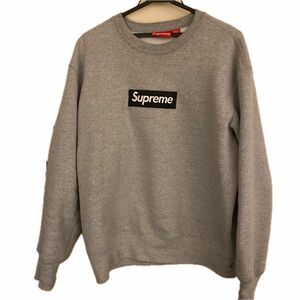 supreme シュプリームボックスロゴ クルーネック スウェット ボックスロゴ Crewneck グレー　Sサイズ