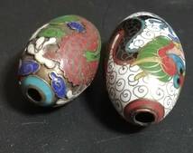 古銅 法郎 景泰藍 銅製 玉 二つ 中国清代 煎茶道具 茶道具_画像4
