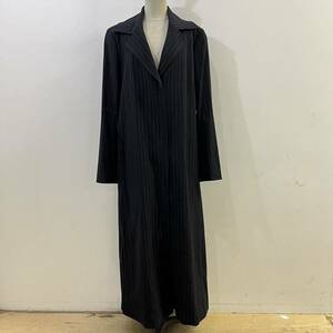 HIROKO KOSHINO PREMIER long coat design coat stripe ratio wing tailoring made in Japan navy fine quality Hiroko Koshino [ uniform carriage / including in a package possibility ]G