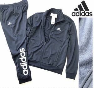 ◎006新品【メンズ2XL】紺ネイビー adidas アディダス 上下セット ジャージ パンツ セットアップ ロゴ オールシーズン 裏トリコット起毛 