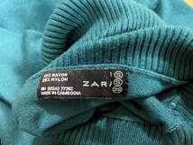 ZARA ザラ タートルセーター ニット ブルーグリーン S 七分袖_画像5