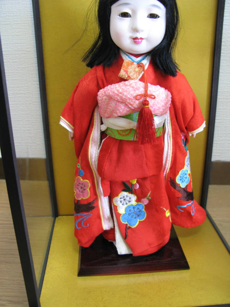 Ichimatsu doll/Japanese doll, girl/young girl/bob haircut, real hair, case included, Hina doll, old Hina doll, vintage, doll, Character Doll, Japanese doll, Checkered doll