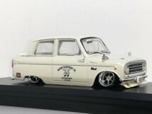 1/43 ノレブ 三菱 ミニカ (1962) 改 アルミ 深リム 旧車 ローダウン 改造 チン・リアスポ Mooneyes デカール カスタム 国産名車 _画像3