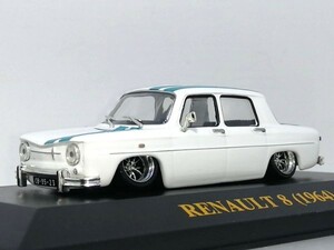 1/43 IXO Junior RENAULT 8 (1964) 改 アルミ 深リム 旧車 ローダウン 改造 ルノー8 ライン デカール カスタム