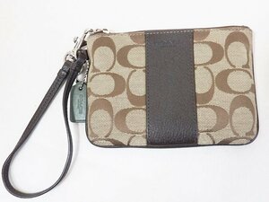 コーチ COACH リストレット ポーチ F51786 ヘリテージストライプ シグネチャー ブラウン系