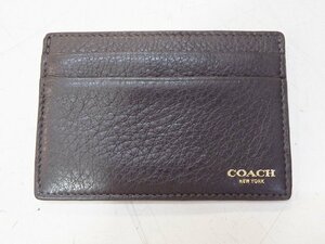 コーチ COACH カードケース 薄型 レザー ダークブラウン