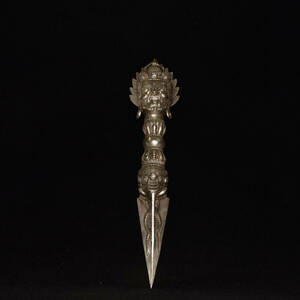 ▽鴻▽ 銅製 銀鍍 財神法器 置物 古賞物 中国古玩 中国古美術