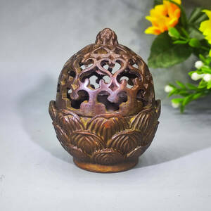 ▽鴻▽ 銅製 蓮花熏香炉 置物 古賞物 中国古玩 中国古美術