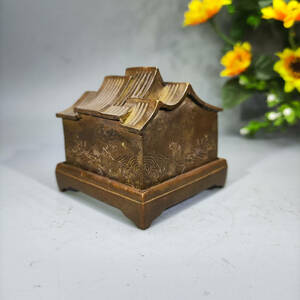 ▽鴻▽ 銅製 房屋熏香炉 置物 古賞物 中国古玩 中国古美術