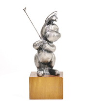 ゴルフするウサギ オブジェ 高さ18.8cm カートゥーン鳥獣戯画 AC377_画像5