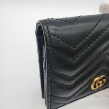 GUCCI グッチ 二つ折り財布 折り財布 財布 GG マーモント キルティング レザー ブラック 黒_画像3